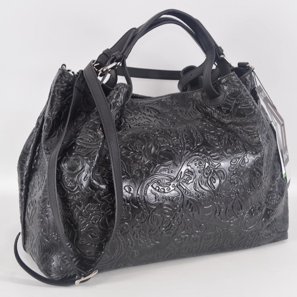 Black leather oversized handbag, tote bag, overnight   Made In Italy NWT - Picture 16 of 16